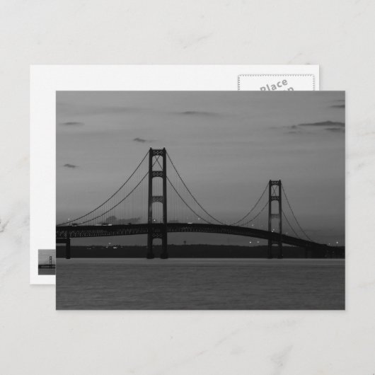 Mackinac Bridge bei der Abendkraut Postkarte (Vorne/Hinten)