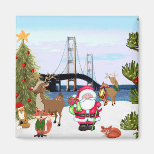Mackinac Bridge Christmas Magnet