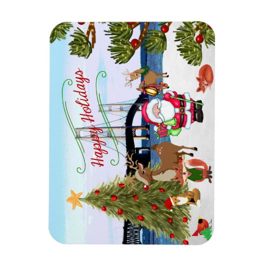 Mackinac Bridge Christmas Magnet (Vertikal)