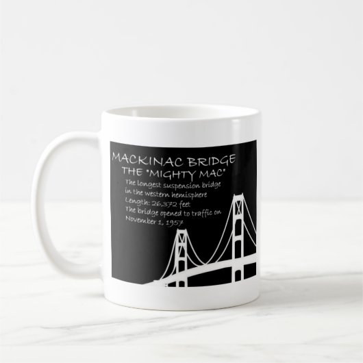Mackinac Bridge Fakten Kaffeetasse (Links)