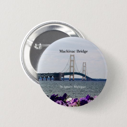 Mackinac Bridge Frühjahr St. Ignace Federknopf Button (Vorne & Hinten)