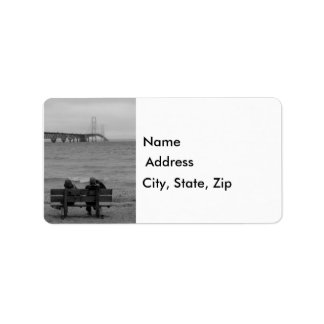 Mackinac Bridge Grayscale anzeigen Adressaufkleber