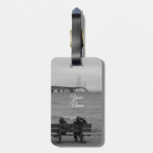 Mackinac Bridge Grayscale anzeigen Gepäckanhänger (Rückseite vertikal)