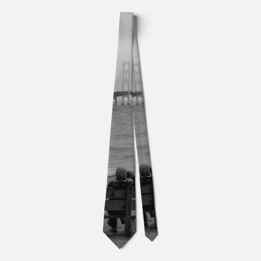 Mackinac Bridge Grayscale Neck Tie Krawatte (Vorderseite)