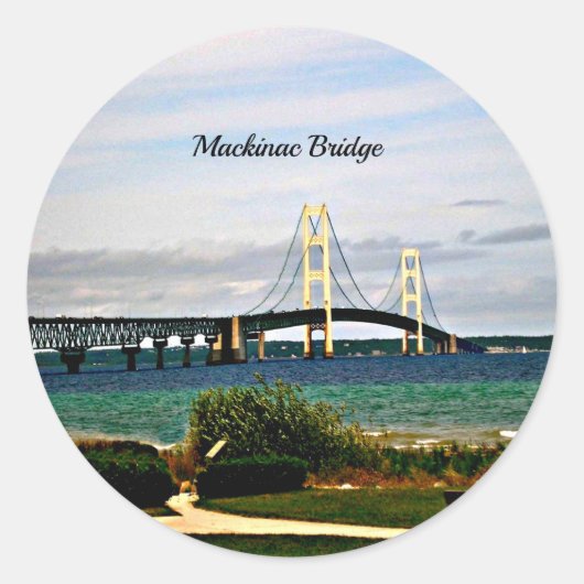 Mackinac Bridge, Mackinac Island Runder Aufkleber (Vorderseite)
