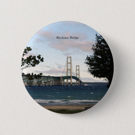 Mackinac Bridge mit Baumknopf Button (Vorderseite)
