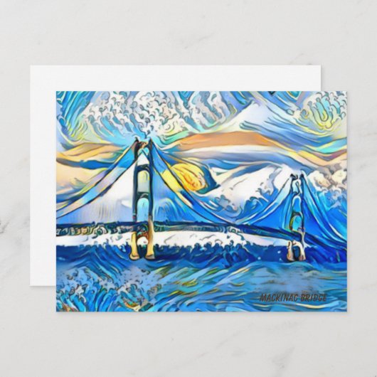 Mackinac Bridge Post Card Einladungspostkarte (Vorne/Hinten)