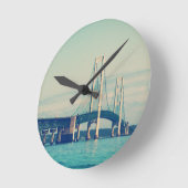 Mackinac Bridge Runde Wanduhr (Winkel)