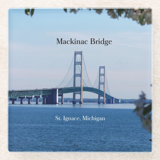 Mackinac Bridge St. Ignace Glas Untersetzer (Vorderseite)
