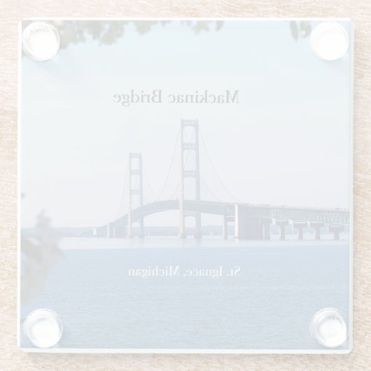 Mackinac Bridge St. Ignace Glas Untersetzer (Rückseite)