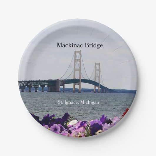 Mackinac Bridge St. Ignace Papierplatte Pappteller (Vorderseite)