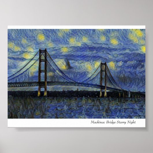 Mackinac Bridge Starry Night Poster (Vorne)