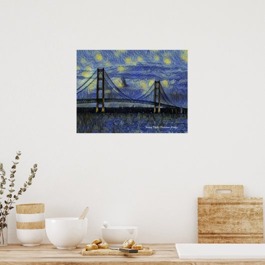 Mackinac Bridge Starry Night Poster (Küche)