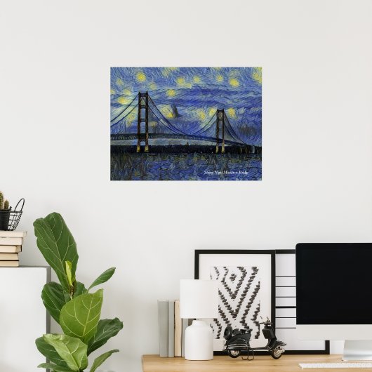 Mackinac Bridge Starry Night Poster (Heimbüro)
