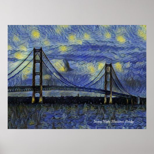 Mackinac Bridge Starry Night Poster (Vorne)