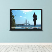 Mackinac Bridge/überwundene Canvas Leinwanddruck (Insitu (Holzboden))