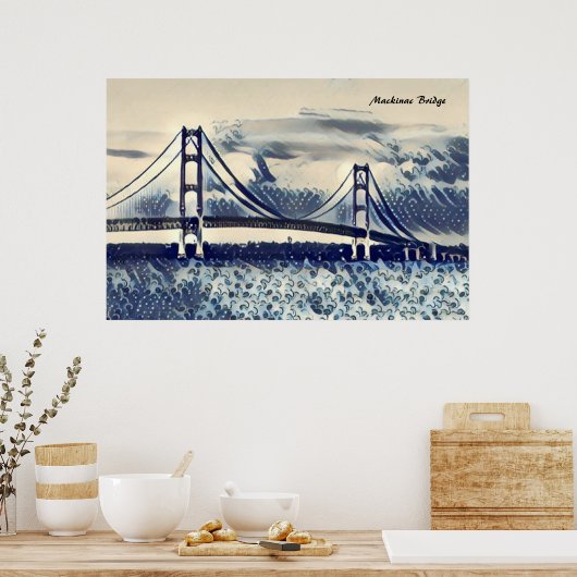 Mackinac Bridge Ukiyoe Style Poster (Küche)