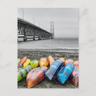 Mackinac Bridge und Kanus Wählen Sie die Farbe Pos Postkarte