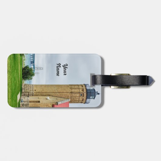 Mackinac Bridge und Lichthouse Gepäckmarke Gepäckanhänger (Rückseite horizontal)