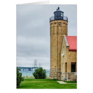 Mackinac Bridge und Lighthouse Grußkarte