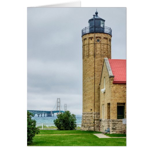 Mackinac Bridge und Lighthouse Grußkarte (Vorne)