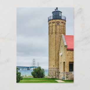 Mackinac Bridge und Lighthouse Postcard Postkarte