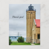 Mackinac Bridge und Lighthouse Vielen Dank Postkarte (Vorderseite)