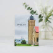 Mackinac Bridge und Lighthouse Vielen Dank Postkarte (Stehend Vorderseite)