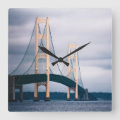 Mackinac Bridge - Wall Clock Quadratische Wanduhr (Vorderseite)
