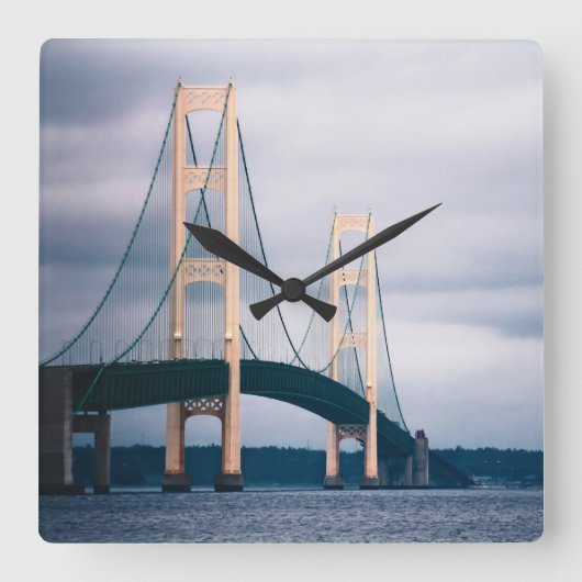 Mackinac Bridge - Wall Clock Quadratische Wanduhr (Vorderseite)