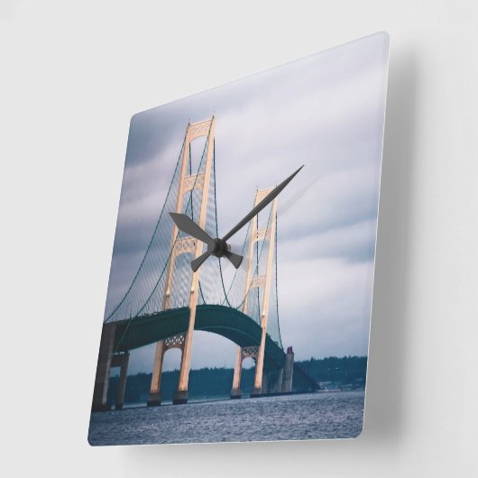 Mackinac Bridge - Wall Clock Quadratische Wanduhr (Winkel)