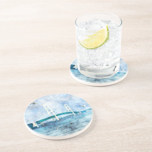 Mackinac Bridge Watercolor Untersetzer (Seite)