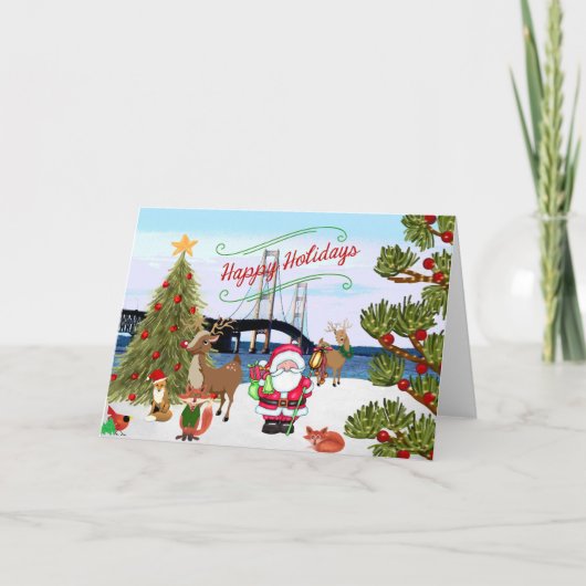 Mackinac Bridge Weihnachtskarte Feiertagskarte (Vorderseite)