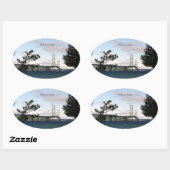 Mackinac-Brücke mit Baumaufkleber Ovaler Aufkleber (Blatt)