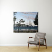 Mackinac-Brücke mit Baumbestand Wandteppich (Beispiel (Horizontal))