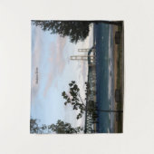 Mackinac-Brücke mit Baumbestand Wandteppich (Vorderseite)