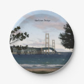 Mackinac-Brücke mit Baumplatten Pappteller (Vorderseite)