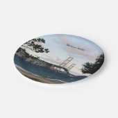 Mackinac-Brücke mit Baumplatten Pappteller (Schrägansicht)