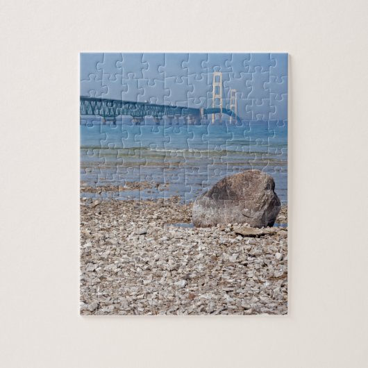 Mackinac Brücke mit Felsen-Puzzlespiel Puzzle (Vertikal)