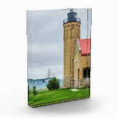 Mackinac-Brücke und Leuchtturm Fotoblock (Links)