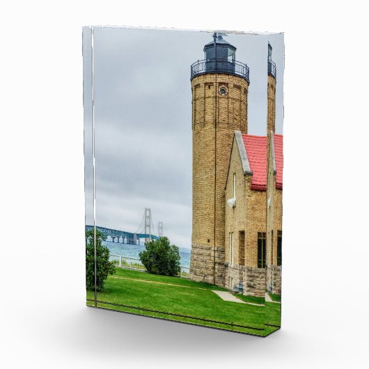 Mackinac-Brücke und Leuchtturm Fotoblock (Rechts)