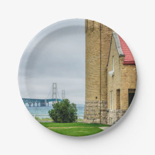 Mackinac-Brücke und Leuchtturm Pappteller