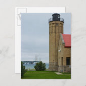 Mackinac-Brücke und Leuchtturm Postkarte (Vorne/Hinten)