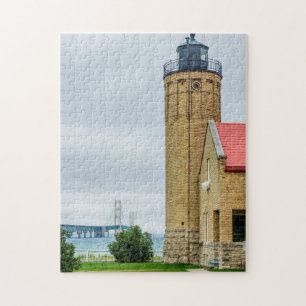 Mackinac-Brücke und Leuchtturm Puzzle