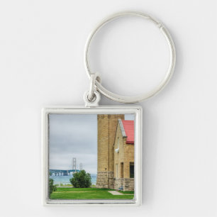 Mackinac-Brücke und Leuchtturm Schlüsselanhänger