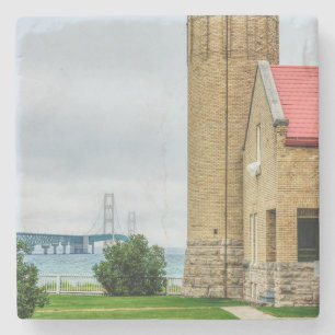 Mackinac-Brücke und Leuchtturm Steinuntersetzer