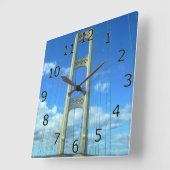 Mackinac Brücken-Kunst mit Zahlen Quadratische Wanduhr (Winkel)