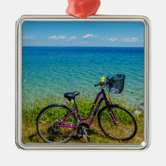 Mackinac Island Bike Ornament Aus Metall (Vorne)