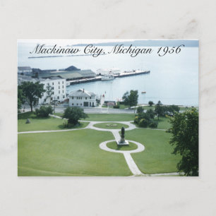 Mackinac Island Hafen 1956 Michigan Postkarte