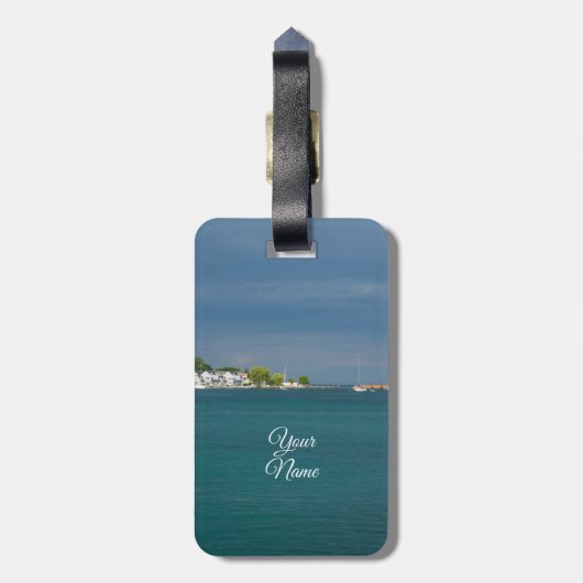 Mackinac Island Harbour Gepäckanhänger (Rückseite vertikal)